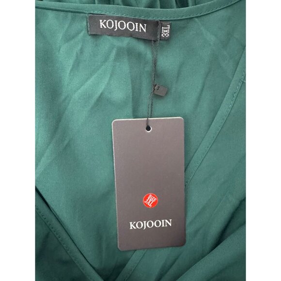 Dark Green Pleated Flutter Sleeve Midi Maxi Dress Size 3XL 22 24 Plus Sz New - Picture 5 of 8